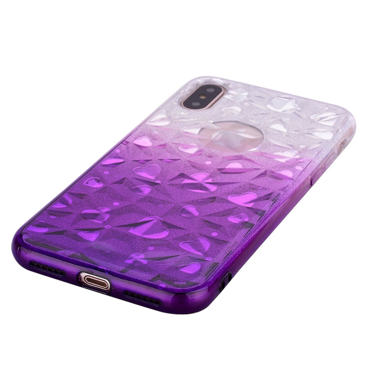 For iPhone X / XS Heart Pattern Diamond Texture TPU Protector Back Cover Case