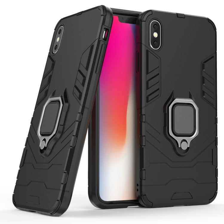 For iPhone X / XS PC + TPU Shockproof Protective Case with Magnetic Ring Holder