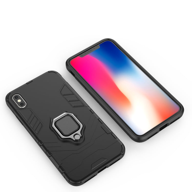 For iPhone X / XS PC + TPU Shockproof Protective Case with Magnetic Ring Holder