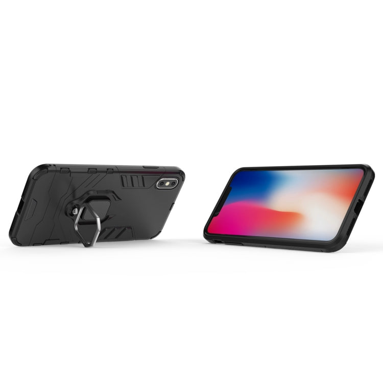 For iPhone X / XS PC + TPU Shockproof Protective Case with Magnetic Ring Holder