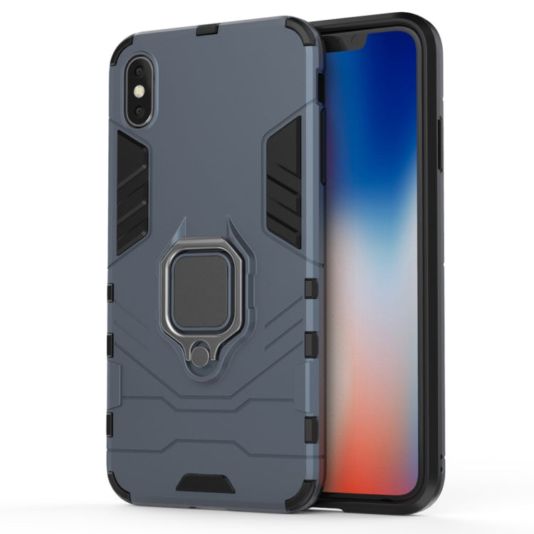 For iPhone X / XS PC + TPU Shockproof Protective Case with Magnetic Ring Holder