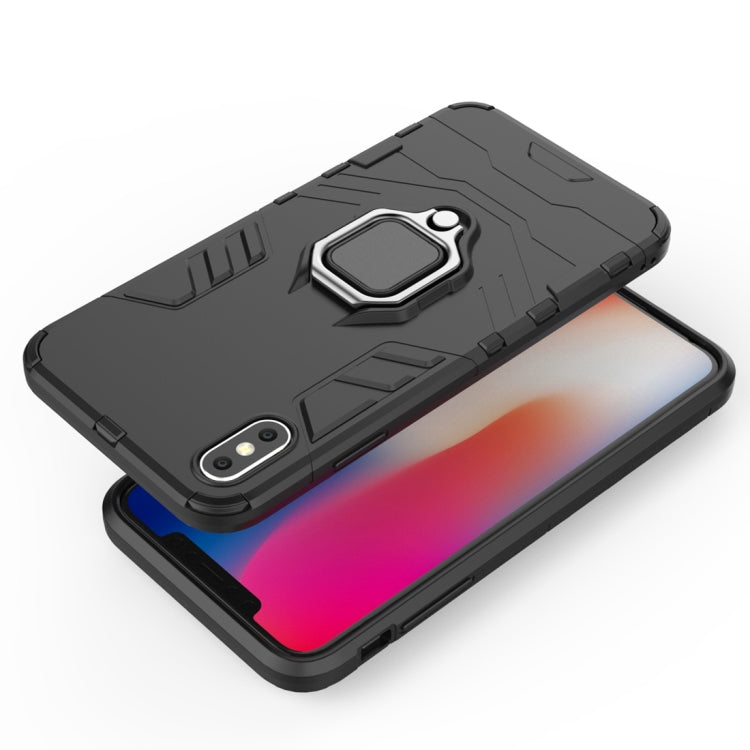 For iPhone X / XS PC + TPU Shockproof Protective Case with Magnetic Ring Holder