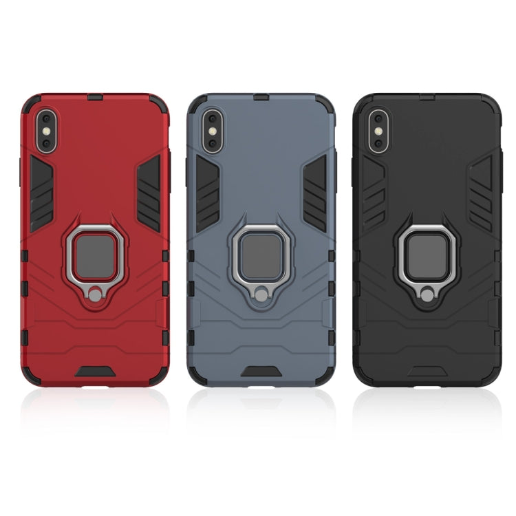 For iPhone X / XS PC + TPU Shockproof Protective Case with Magnetic Ring Holder