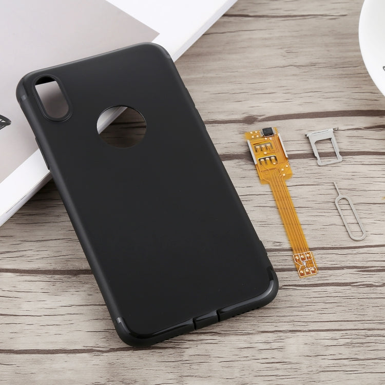 Kumishi 2 in 1 Dual SIM Card Adapter + TPU Case with SIM Card Tray / SIM Card Pin for iPhone X, Dual Card Single Standby(Black)