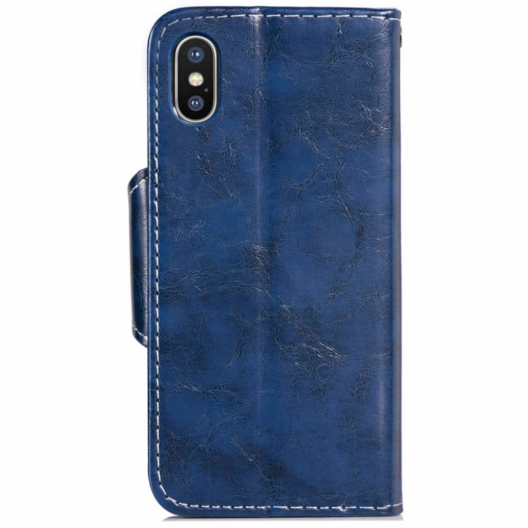 For iPhone XS Crazy Horse Texture Retro Business Horizontal Flip Leather Case with Holder & Card Slots & Wallet