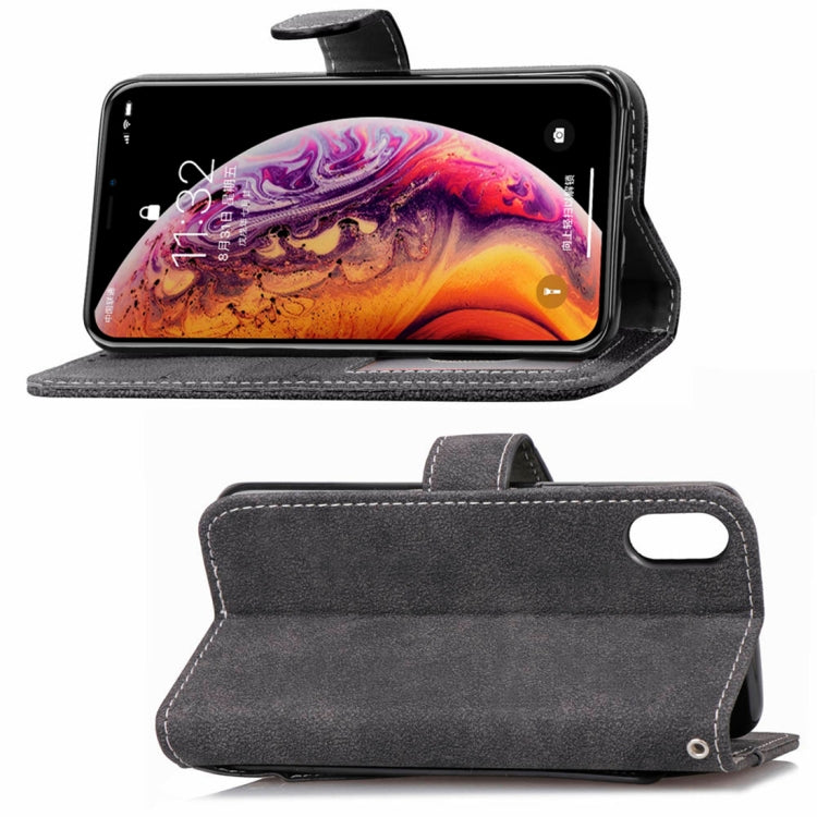 For iPhone XS Frosted TPU Horizontal Flip Leather Case with Holder & Card Slots & Wallet & Photo Frame