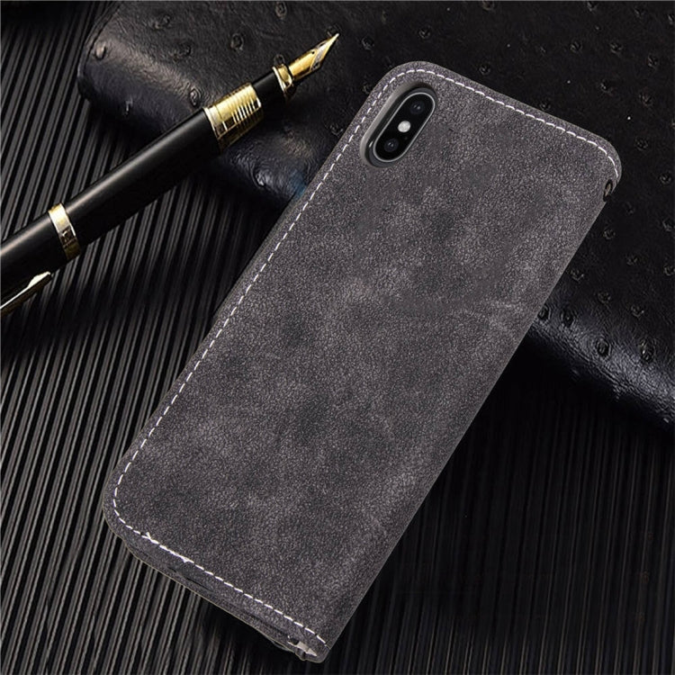 For iPhone XS Frosted TPU Horizontal Flip Leather Case with Holder & Card Slots & Wallet & Photo Frame