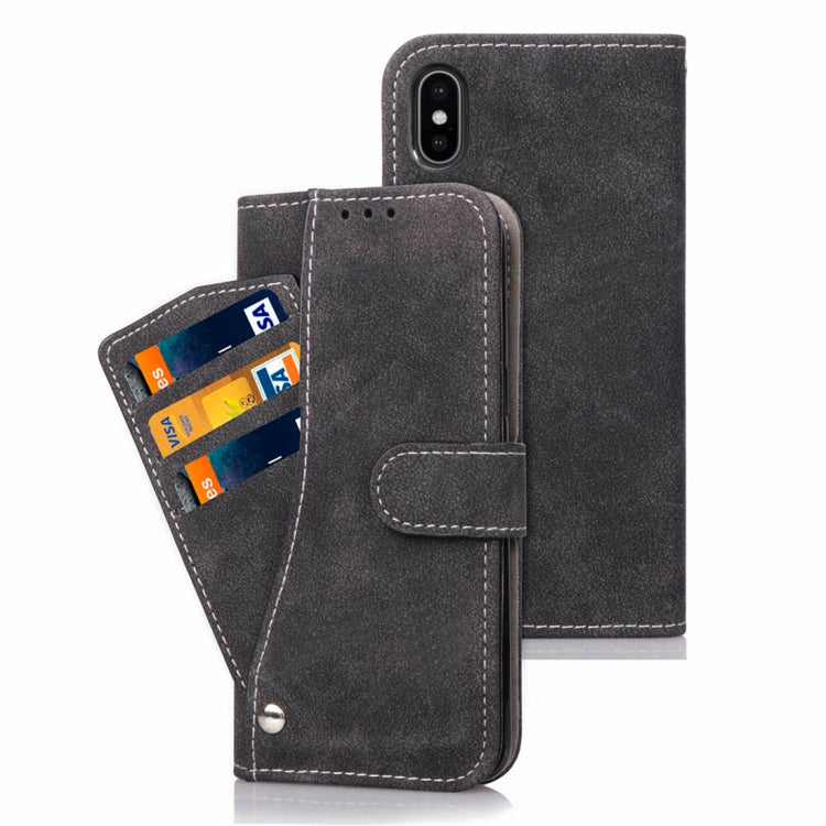For iPhone XS Frosted TPU Horizontal Flip Leather Case with Holder & Card Slots & Wallet & Photo Frame