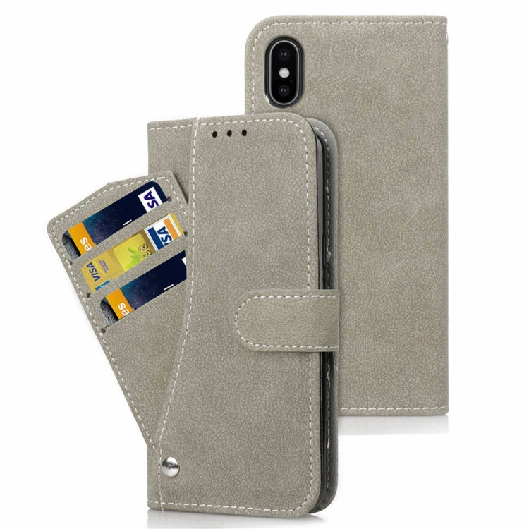 For iPhone XS Frosted TPU Horizontal Flip Leather Case with Holder & Card Slots & Wallet & Photo Frame