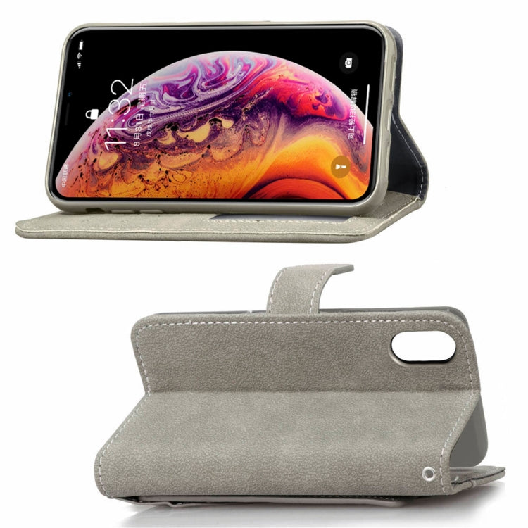 For iPhone XS Frosted TPU Horizontal Flip Leather Case with Holder & Card Slots & Wallet & Photo Frame
