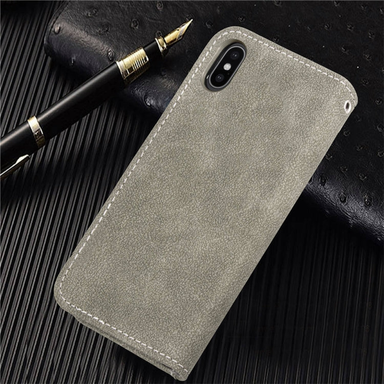 For iPhone XS Frosted TPU Horizontal Flip Leather Case with Holder & Card Slots & Wallet & Photo Frame