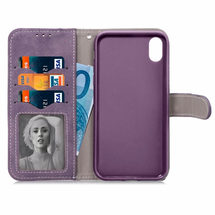 For iPhone XS Frosted TPU Horizontal Flip Leather Case with Holder & Card Slots & Wallet & Photo Frame