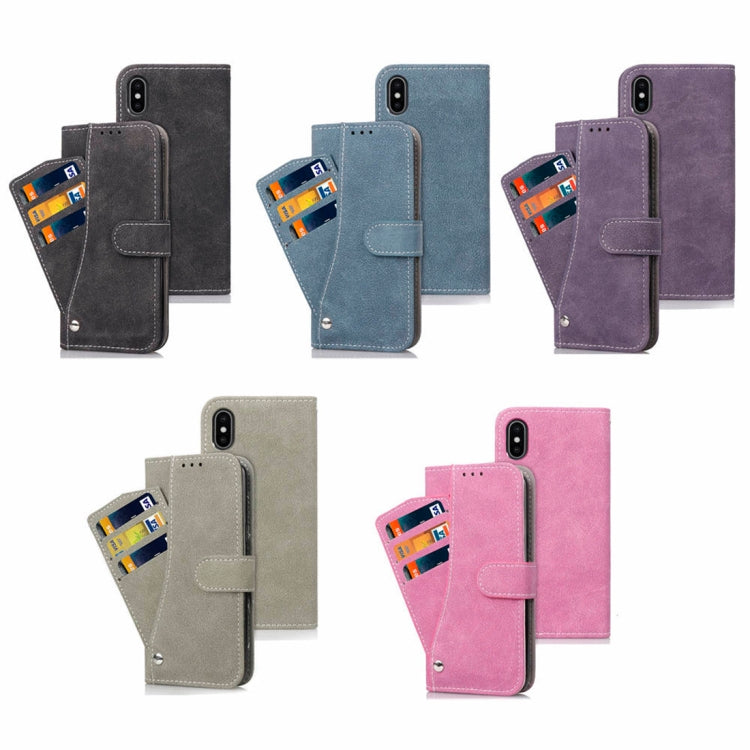 For iPhone XS Frosted TPU Horizontal Flip Leather Case with Holder & Card Slots & Wallet & Photo Frame