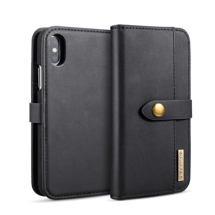 For iPhone X DG.MING Lambskin Detachable Horizontal Flip Magnetic Case with Holder & Card Slots & Wallet