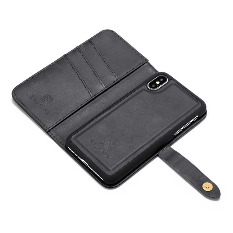 For iPhone X DG.MING Lambskin Detachable Horizontal Flip Magnetic Case with Holder & Card Slots & Wallet