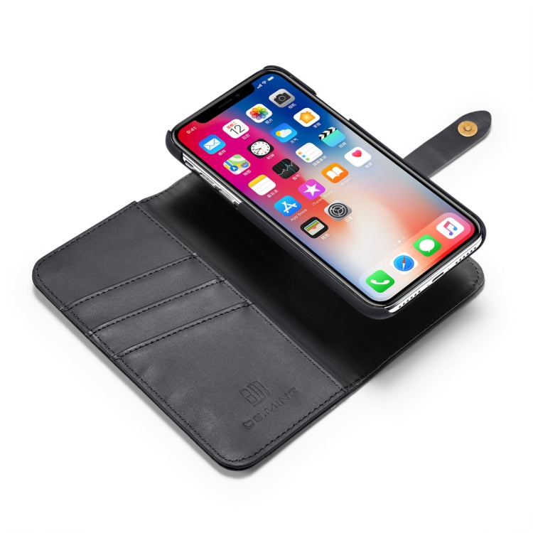 For iPhone X DG.MING Lambskin Detachable Horizontal Flip Magnetic Case with Holder & Card Slots & Wallet