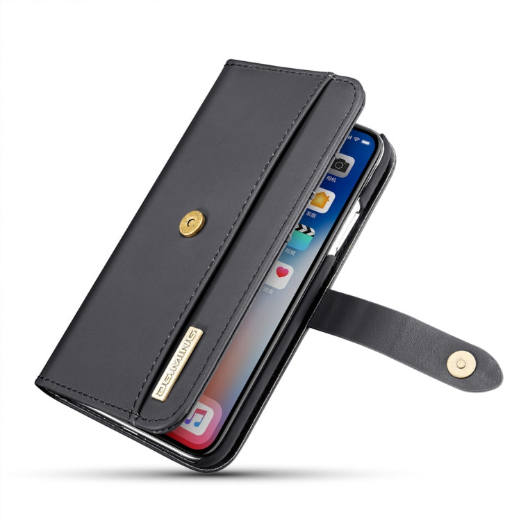 For iPhone X DG.MING Lambskin Detachable Horizontal Flip Magnetic Case with Holder & Card Slots & Wallet