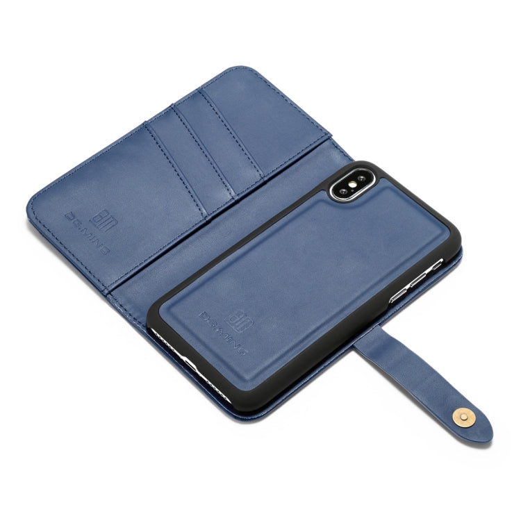 For iPhone X DG.MING Lambskin Detachable Horizontal Flip Magnetic Case with Holder & Card Slots & Wallet
