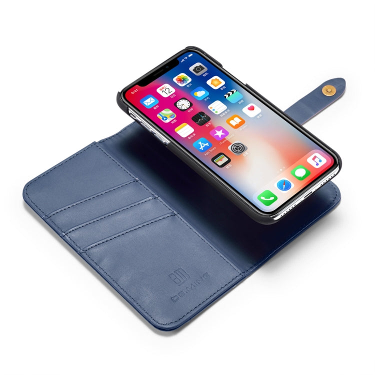 For iPhone X DG.MING Lambskin Detachable Horizontal Flip Magnetic Case with Holder & Card Slots & Wallet