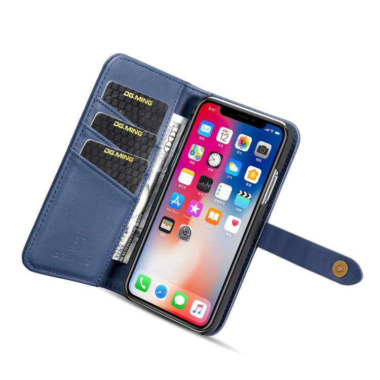 For iPhone X DG.MING Lambskin Detachable Horizontal Flip Magnetic Case with Holder & Card Slots & Wallet