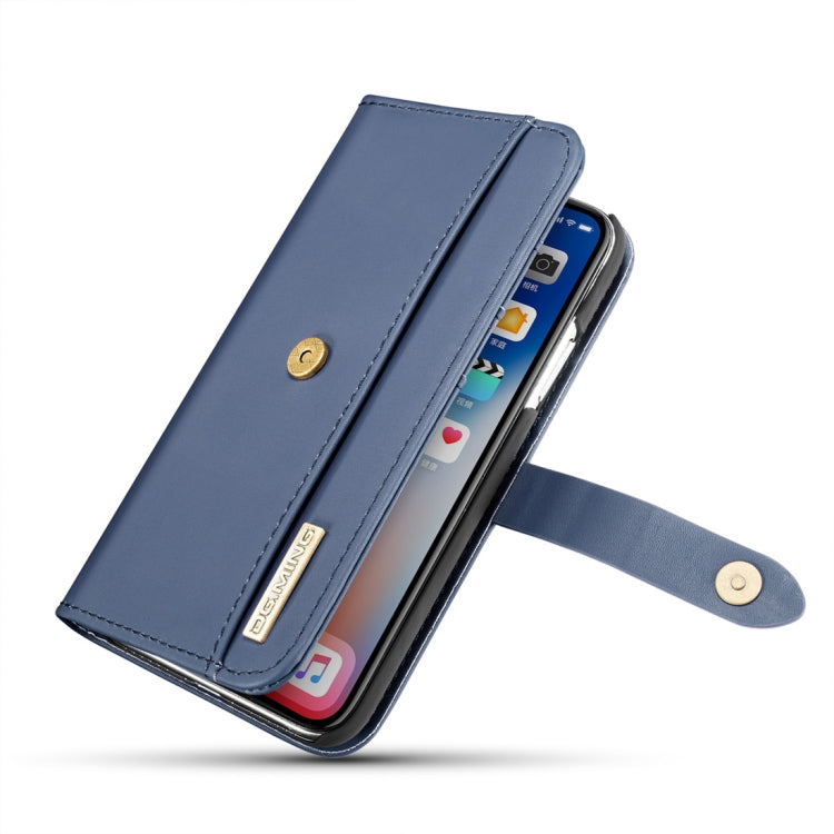 For iPhone X DG.MING Lambskin Detachable Horizontal Flip Magnetic Case with Holder & Card Slots & Wallet