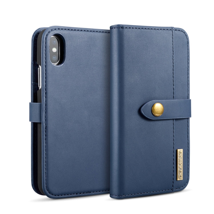 For iPhone X DG.MING Lambskin Detachable Horizontal Flip Magnetic Case with Holder & Card Slots & Wallet