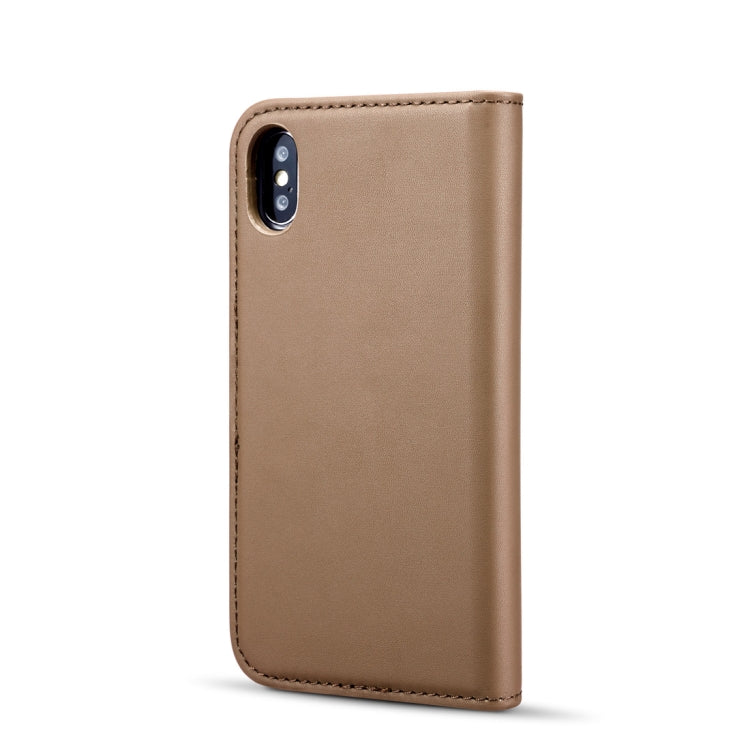 For iPhone X DG.MING Lambskin Detachable Horizontal Flip Magnetic Case with Holder & Card Slots & Wallet