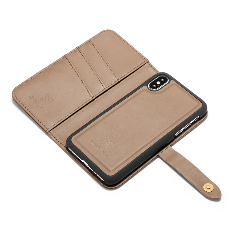 For iPhone X DG.MING Lambskin Detachable Horizontal Flip Magnetic Case with Holder & Card Slots & Wallet