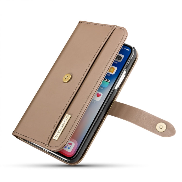 For iPhone X DG.MING Lambskin Detachable Horizontal Flip Magnetic Case with Holder & Card Slots & Wallet