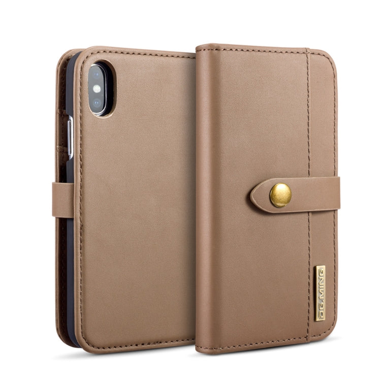 For iPhone X DG.MING Lambskin Detachable Horizontal Flip Magnetic Case with Holder & Card Slots & Wallet