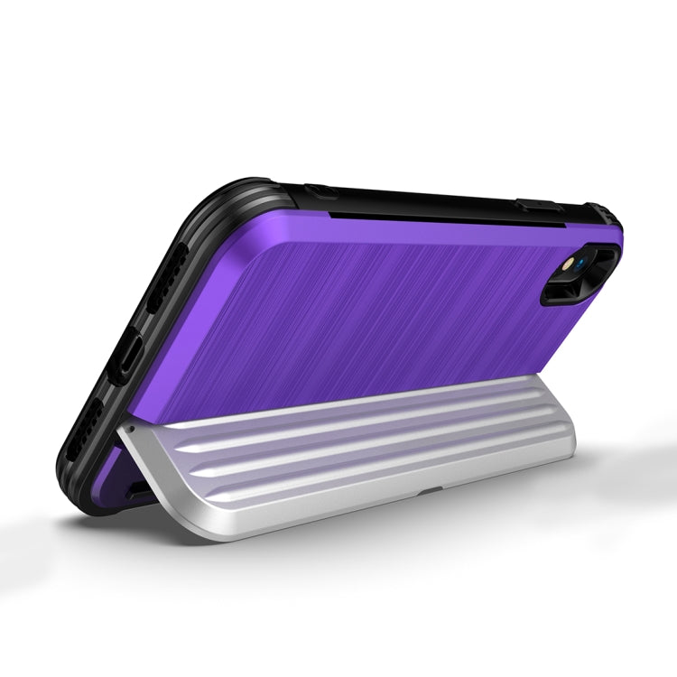 For iPhone X TPU + PC Protective Case with Card Slot and Holder