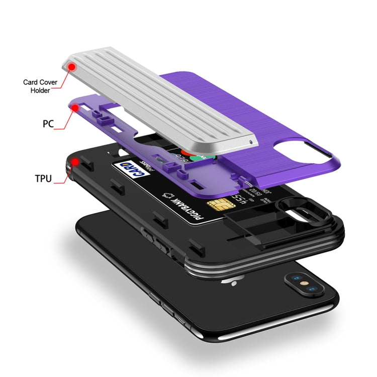 For iPhone X TPU + PC Protective Case with Card Slot and Holder