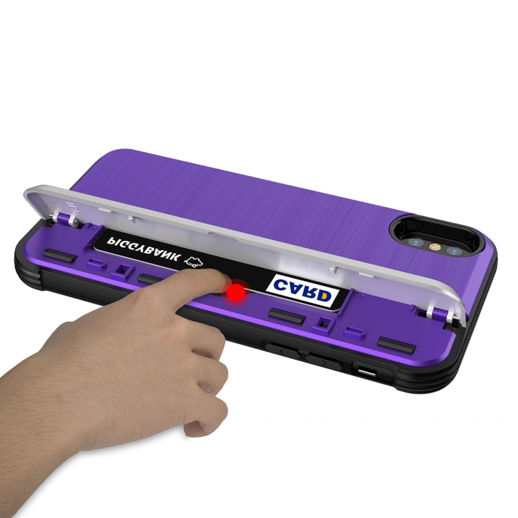 For iPhone X TPU + PC Protective Case with Card Slot and Holder