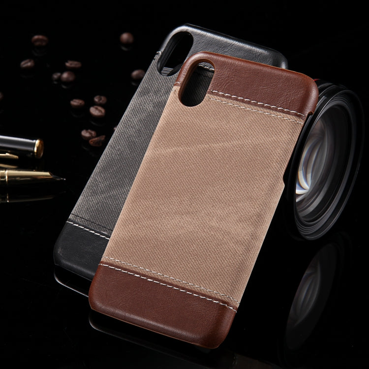 For iPhone X / XS Denim Texture PC+PU Protective Case