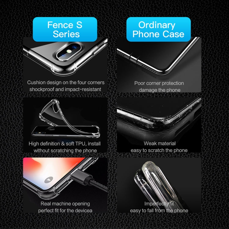 For iPhone X / XS ROCK Fence S Series Slim TPU Protective Case(Transparent)