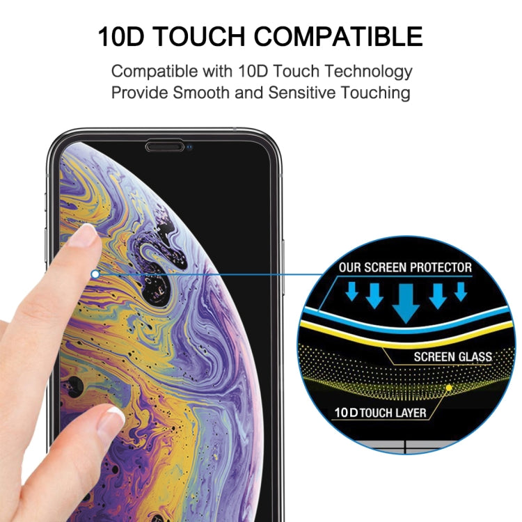 For iPhone X / XS 2pcs 9H 2.5D Full Glue Silk Print Full Screen Tempered Glass Film