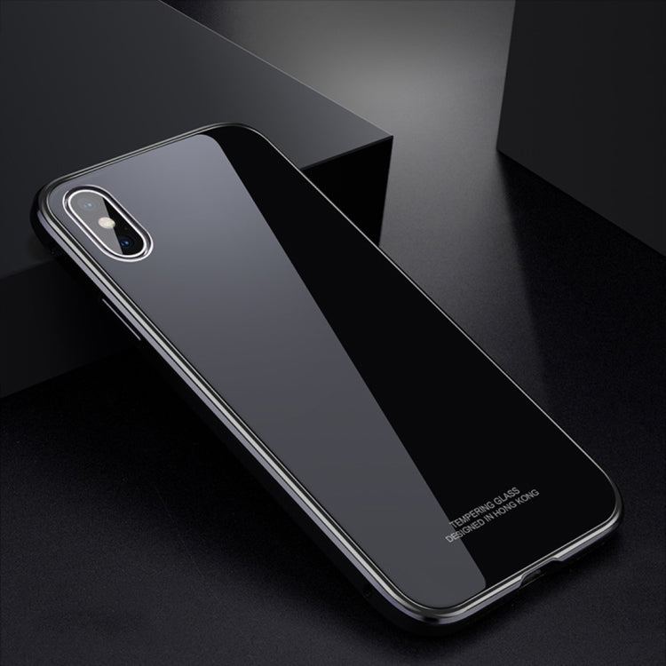 For iPhone X / XS Plating Frame + Glass Back Case