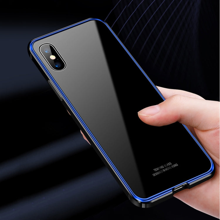 For iPhone X / XS Plating Frame + Glass Back Case
