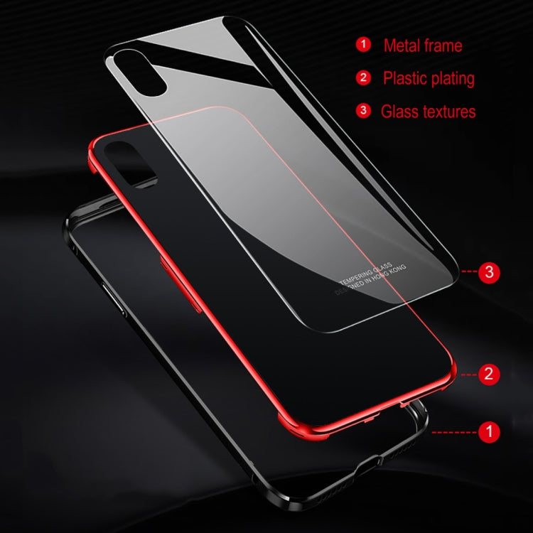 For iPhone X / XS Plating Frame + Glass Back Case