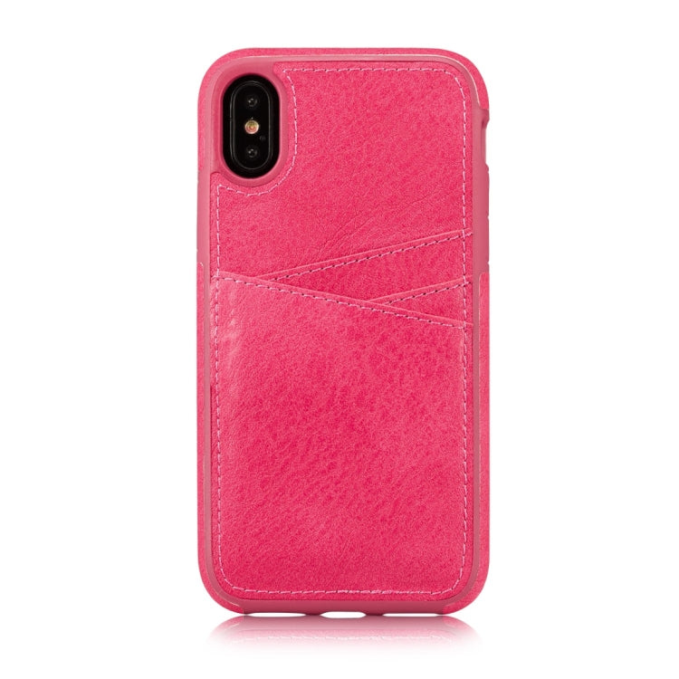 For iPhone X / XS M109 Retro PU Leather Texture Shockproof Protective Back Cover Case with 3 Card Slots