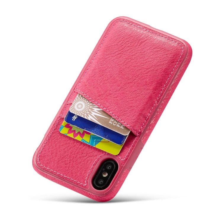 For iPhone X / XS M109 Retro PU Leather Texture Shockproof Protective Back Cover Case with 3 Card Slots