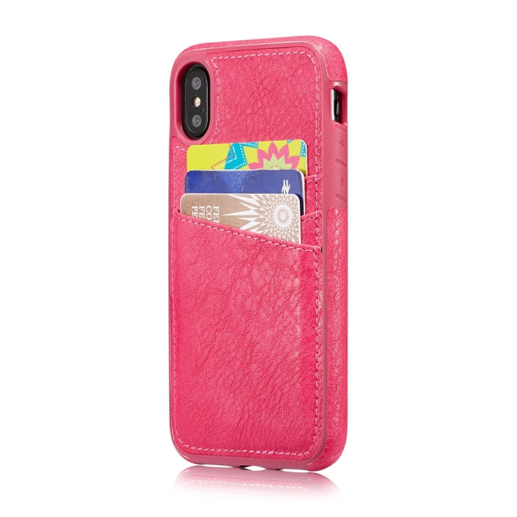 For iPhone X / XS M109 Retro PU Leather Texture Shockproof Protective Back Cover Case with 3 Card Slots