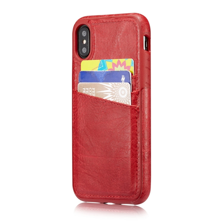 For iPhone X / XS M109 Retro PU Leather Texture Shockproof Protective Back Cover Case with 3 Card Slots