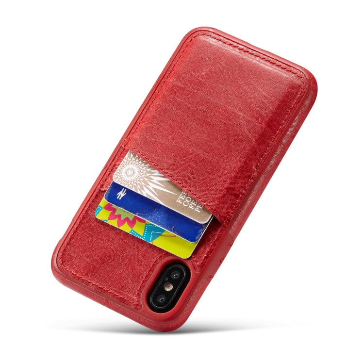 For iPhone X / XS M109 Retro PU Leather Texture Shockproof Protective Back Cover Case with 3 Card Slots