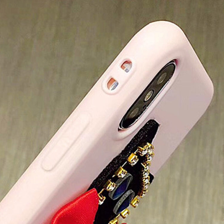 For iPhone X / XS Diamante Bowknot Cat Protective Back Cover Case with Furry Ball