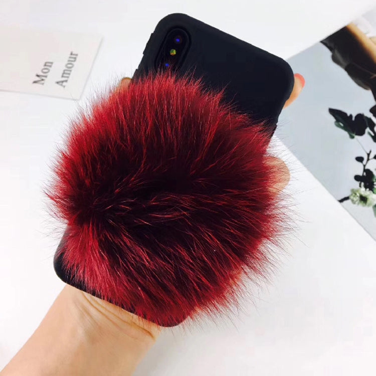 For iPhone X / XS Furry Ball Wrist Band Full Coverage Protective Back Cover Case