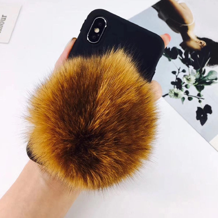 For iPhone X / XS Furry Ball Wrist Band Full Coverage Protective Back Cover Case