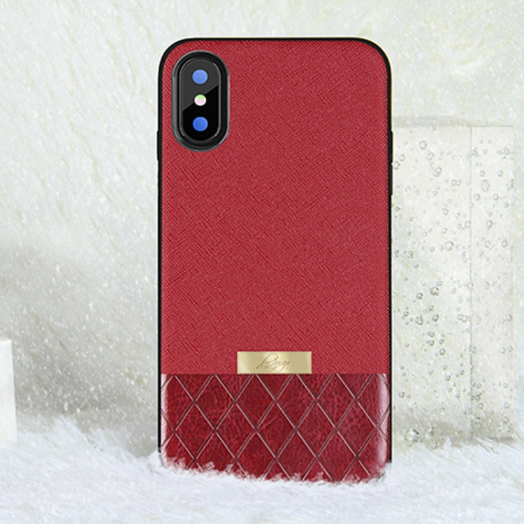 For iPhone X / XS DZGOGO LAVA Series Cross Texture Shockproof Protective Back Cover Case (Red)