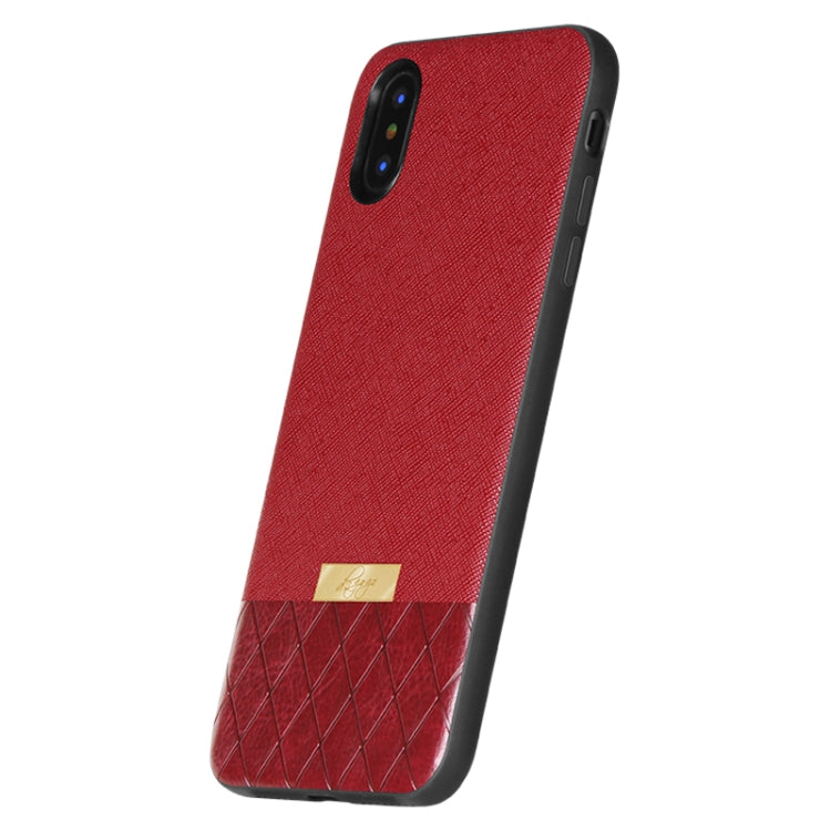 For iPhone X / XS DZGOGO LAVA Series Cross Texture Shockproof Protective Back Cover Case (Red)