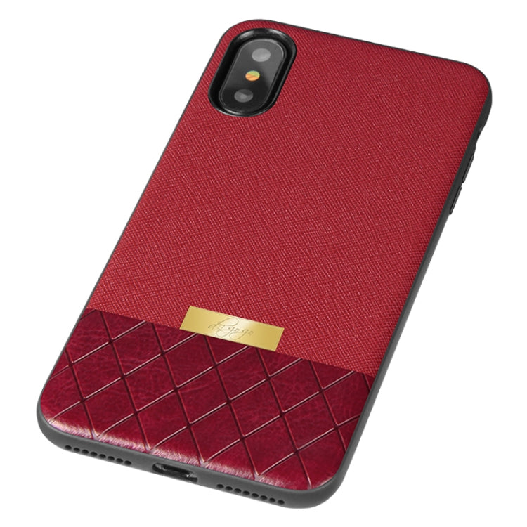 For iPhone X / XS DZGOGO LAVA Series Cross Texture Shockproof Protective Back Cover Case (Red)